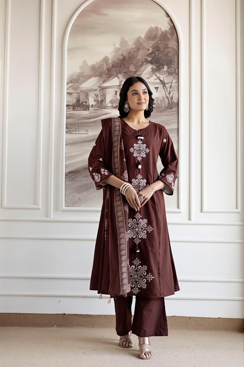 🌿 Elegant Embroidered Suit Set with Designer Dupatta ✨ (SWSK80)