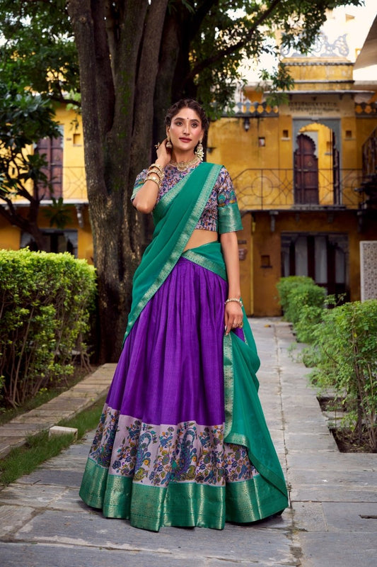 AASTHA SILK PRINTED ZARI WEAVING LEHENGA CHOLI WITH DUPATTA (WDN103)03 - suitswala