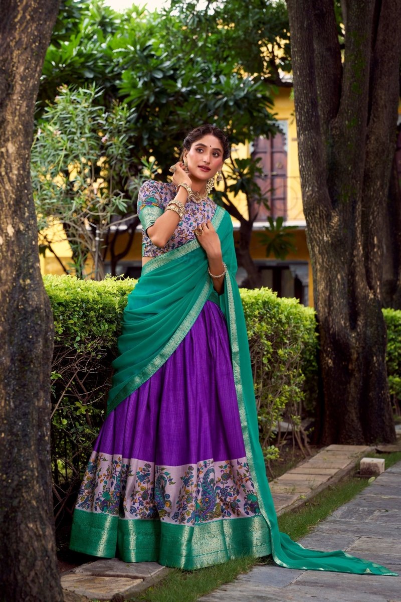 AASTHA SILK PRINTED ZARI WEAVING LEHENGA CHOLI WITH DUPATTA (WDN103)03 - suitswala