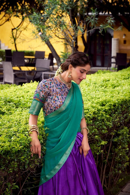 AASTHA SILK PRINTED ZARI WEAVING LEHENGA CHOLI WITH DUPATTA (WDN103)03 - suitswala