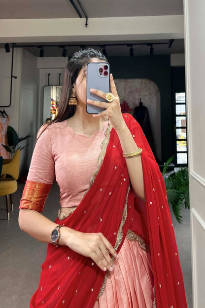 COTTON SILK THEREAD EMBROIDERED LEHENGA CHOLI WITH DUPATTA (WDN108) 01 - suitswala