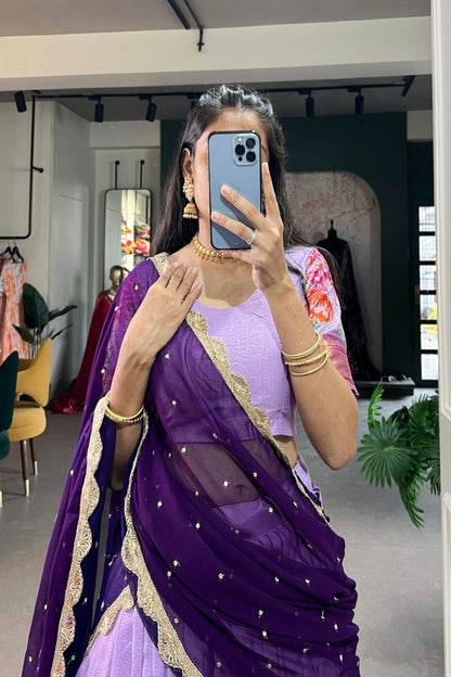 COTTON SILK THEREAD EMBROIDERED LEHENGA CHOLI WITH DUPATTA (WDN108) 03 - suitswala