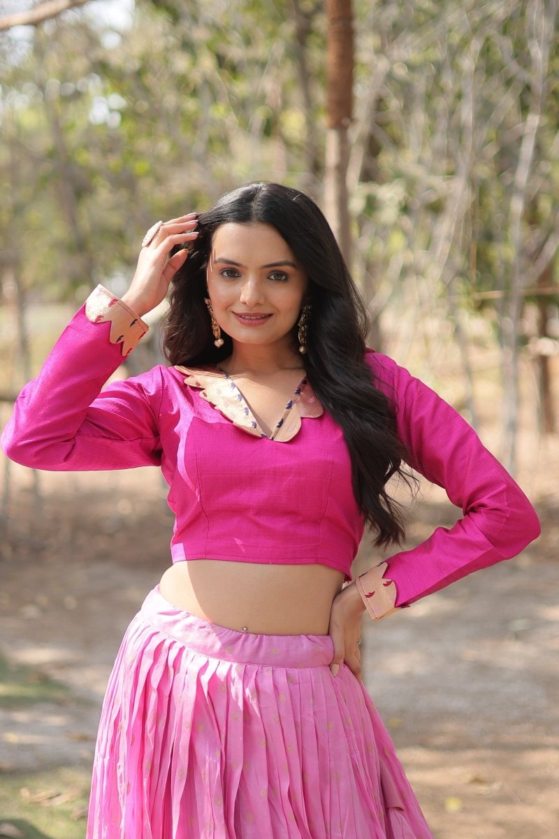 DAYBLE VISCOSEKALAMKARI JARI WEAVING LEHENGA CHOLI (WDN107) - suitswala