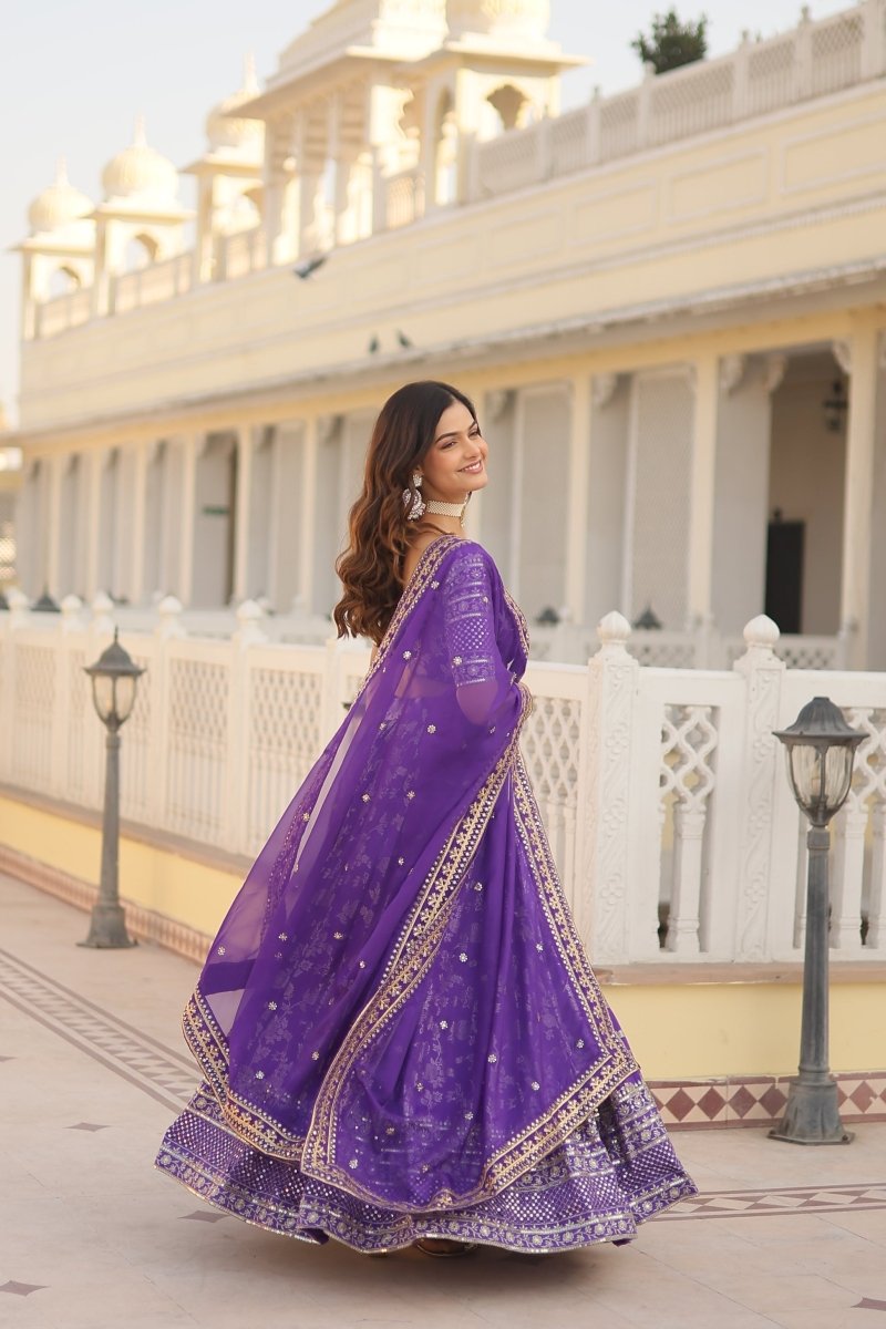 Designer Dyeable Pure Viscose Jacquard fabric Lehenga Choli & Dupatta Set (WDN104) 02 - suitswala