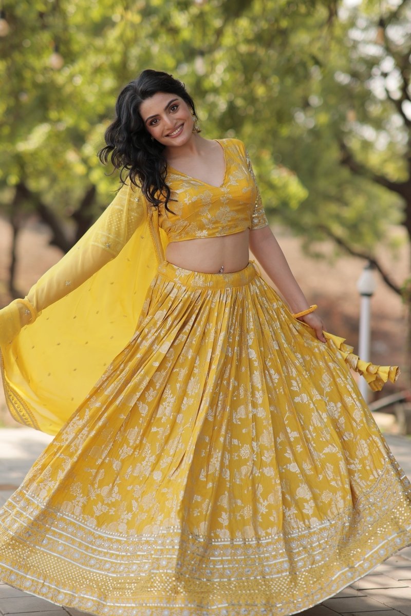 Designer Dyeable Pure Viscose Jacquard fabric Lehenga Choli & Dupatta Set (WDN104) - suitswala