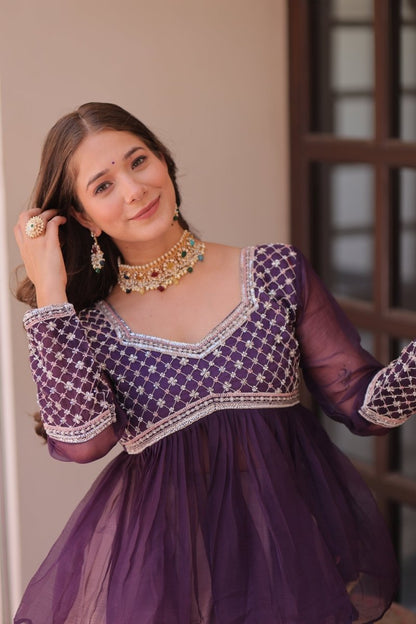 FESTIVAL SPECIAL COSMOS WITH PRINT CHIFFON BEADS EMBROIDERED LEHENGA CHOLI (WDN131) 01 - suitswala