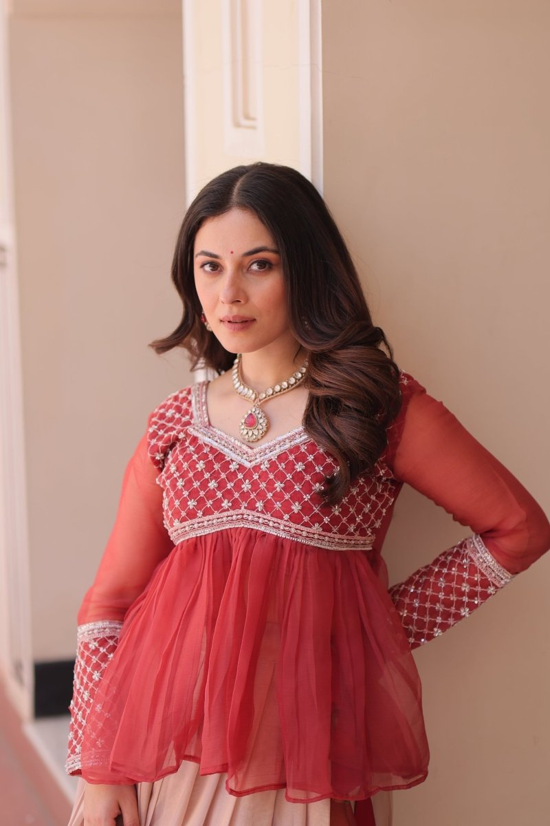 FESTIVAL SPECIAL COSMOS WITH PRINT CHIFFON BEADS EMBROIDERED LEHENGA CHOLI (WDN131) - suitswala