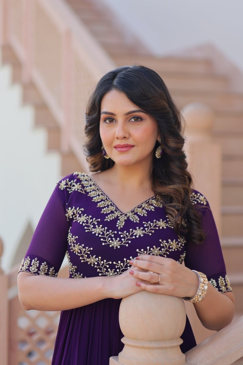 FESTIVAL SPECIAL FAUX BLOOMING BEADS EMBROIDERED GOWNFESTIVAL SPECIAL FAUX BLOOMING BEADS EMBROIDERED GOWN(WDN56) - suitswala