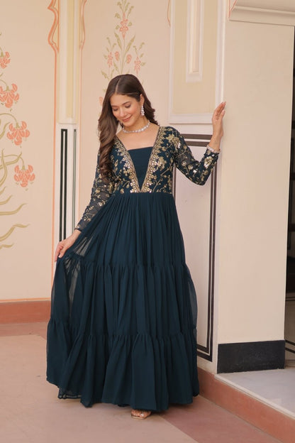 FESTIVAL SPECIAL SEQUINS AND ZARI EMBROIDERED GOWN (WDN52) 02 - suitswala