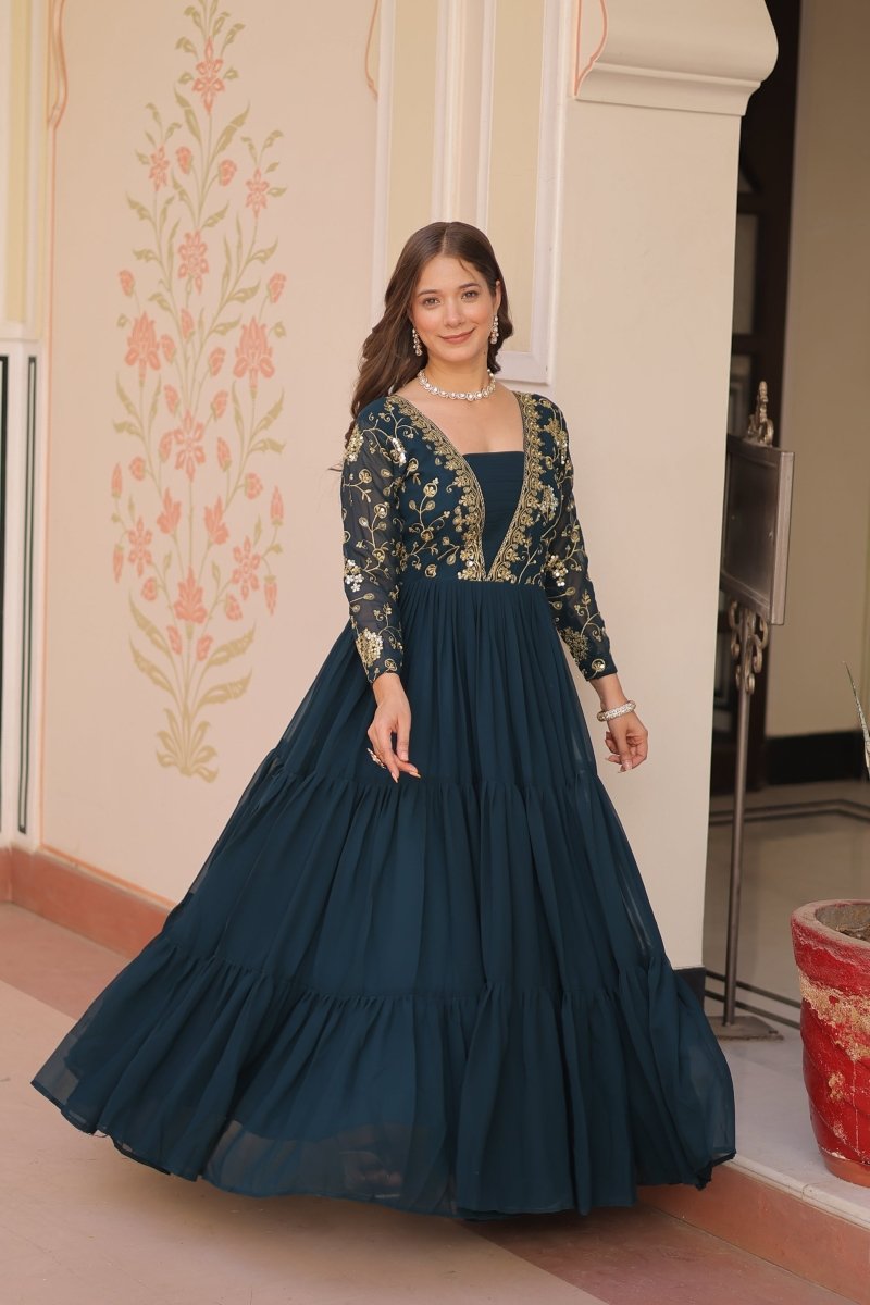 FESTIVAL SPECIAL SEQUINS AND ZARI EMBROIDERED GOWN (WDN52) 02 - suitswala