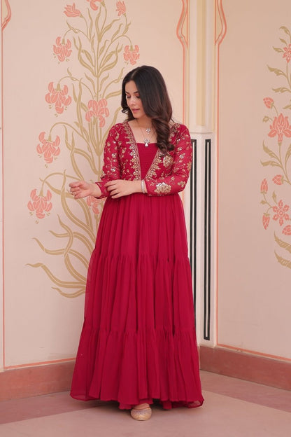 FESTIVAL SPECIAL SEQUINS AND ZARI EMBROIDERED GOWN (WDN52) - suitswala
