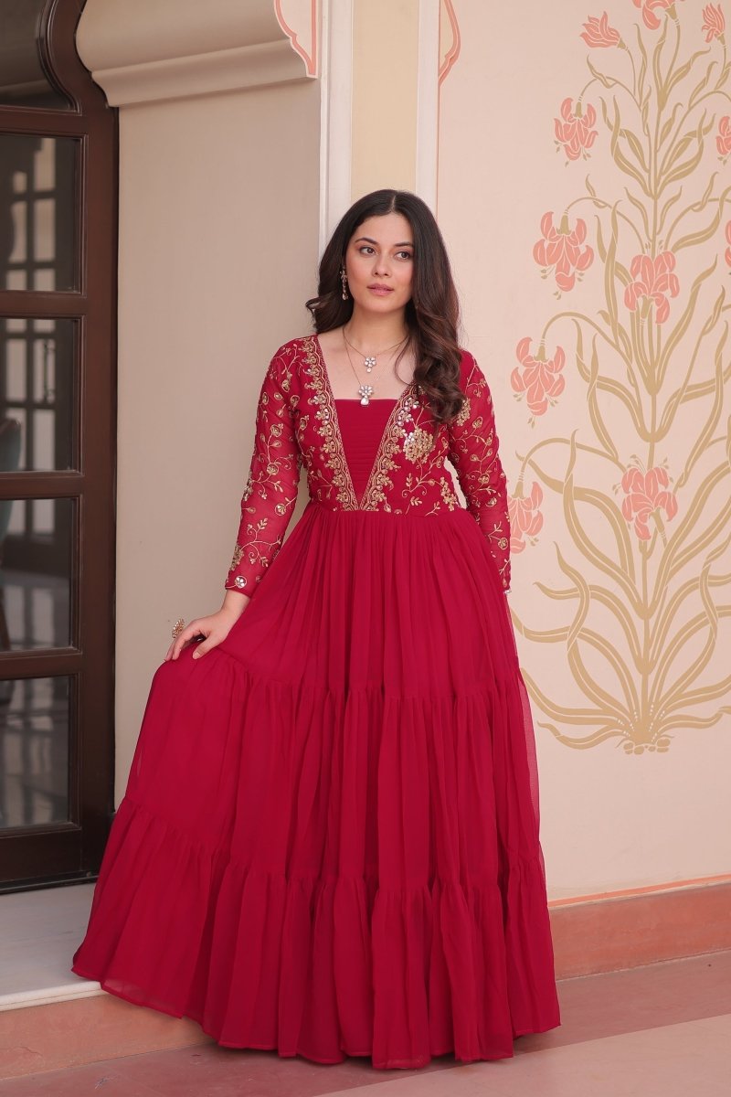 FESTIVAL SPECIAL SEQUINS AND ZARI EMBROIDERED GOWN (WDN52) - suitswala