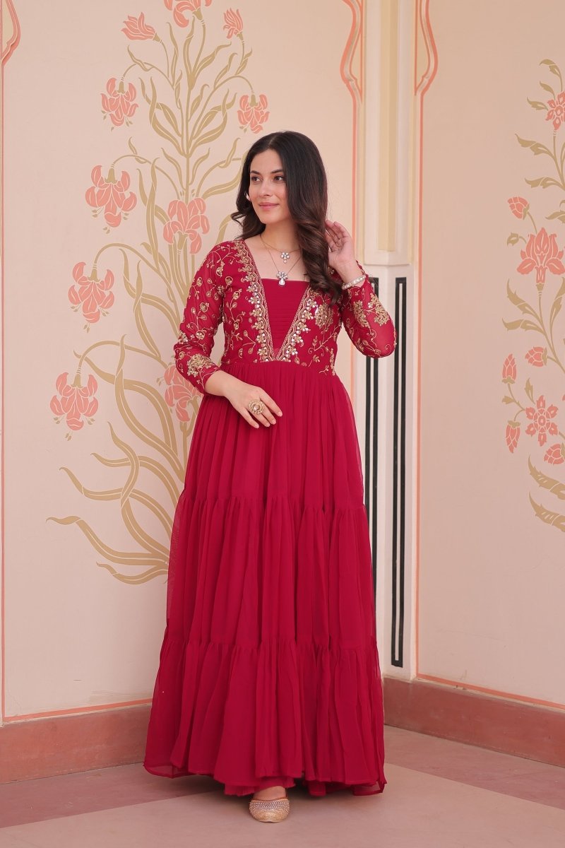 FESTIVAL SPECIAL SEQUINS AND ZARI EMBROIDERED GOWN (WDN52) - suitswala