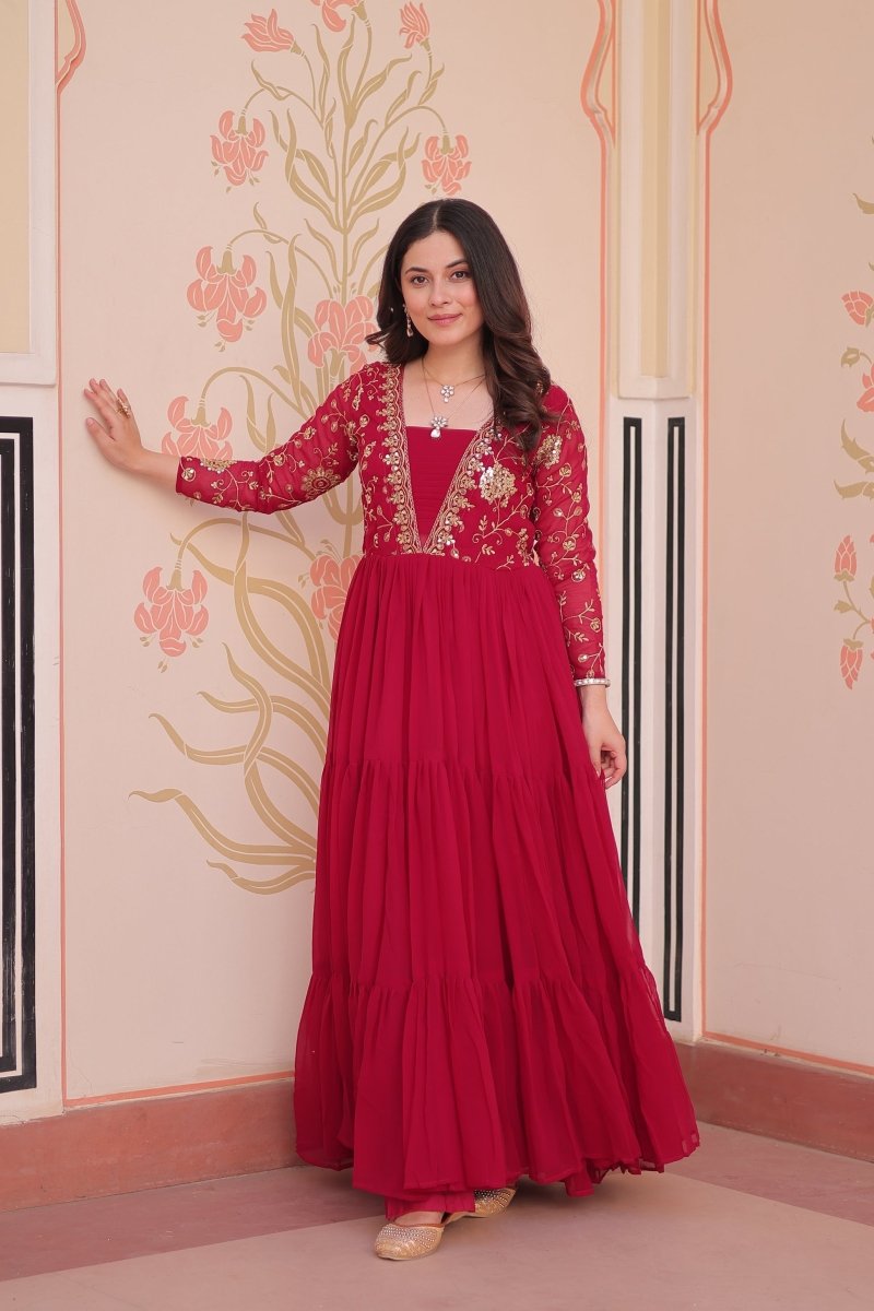 FESTIVAL SPECIAL SEQUINS AND ZARI EMBROIDERED GOWN (WDN52) - suitswala