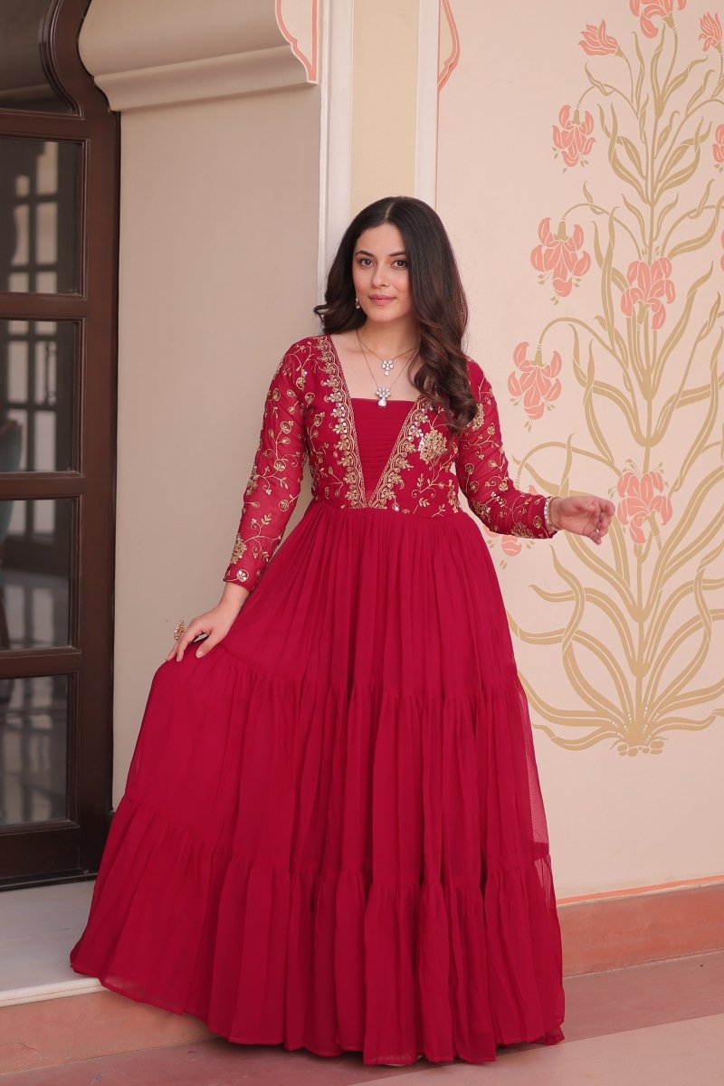 FESTIVAL SPECIAL SEQUINS AND ZARI EMBROIDERED GOWN (WDN52) - suitswala
