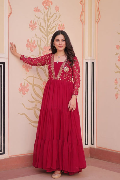 FESTIVAL SPECIAL SEQUINS AND ZARI EMBROIDERED GOWN (WDN52) - suitswala