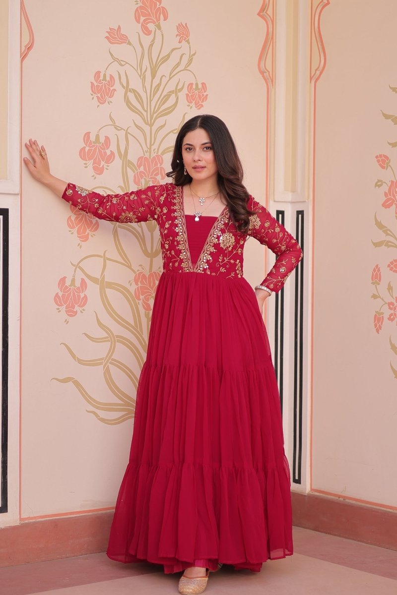 FESTIVAL SPECIAL SEQUINS AND ZARI EMBROIDERED GOWN (WDN52) - suitswala