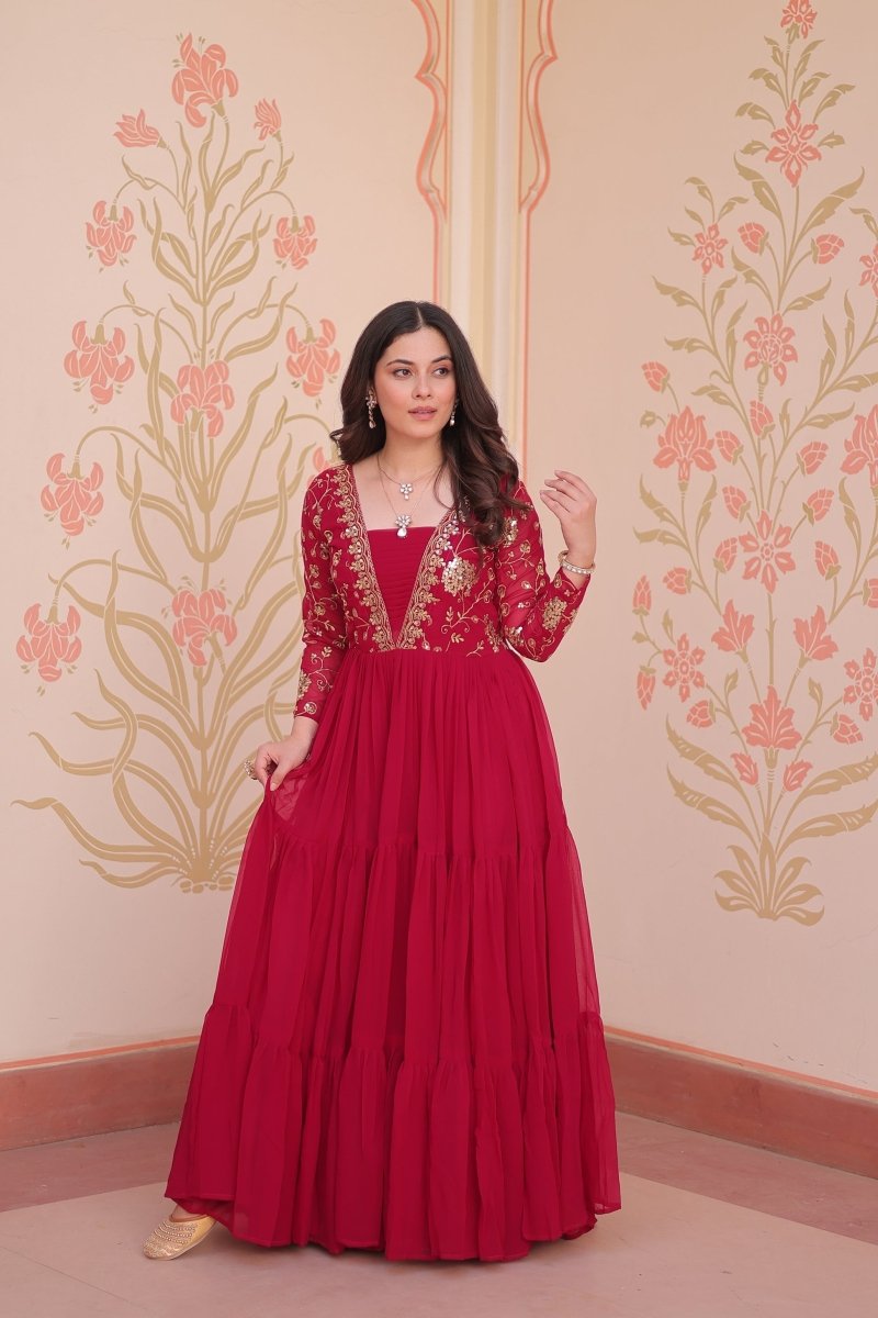 FESTIVAL SPECIAL SEQUINS AND ZARI EMBROIDERED GOWN (WDN52) - suitswala