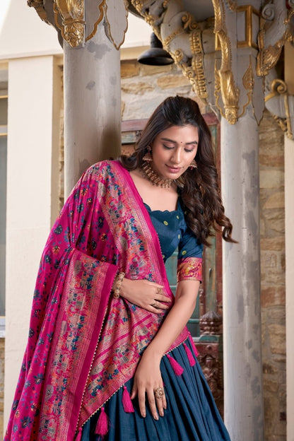 FESTIVAL SPECIAL TUSSAR SILK LEHENGA CHOLI WITH DUPATTA (WDN106) - suitswala