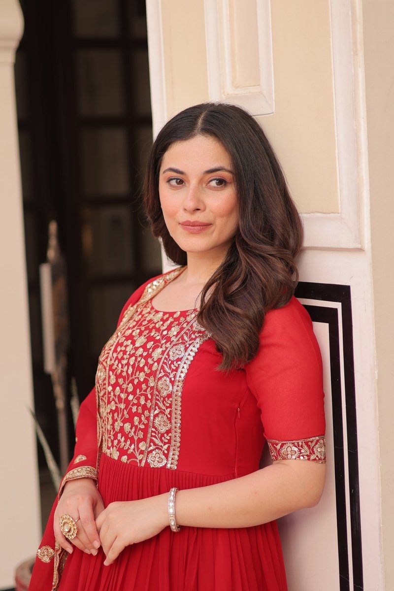 FESTIVE SPECIAL FAUX BLOOMING EMBROIDERED GOWN WITH DUPATTA (WDN50) 01 - suitswala