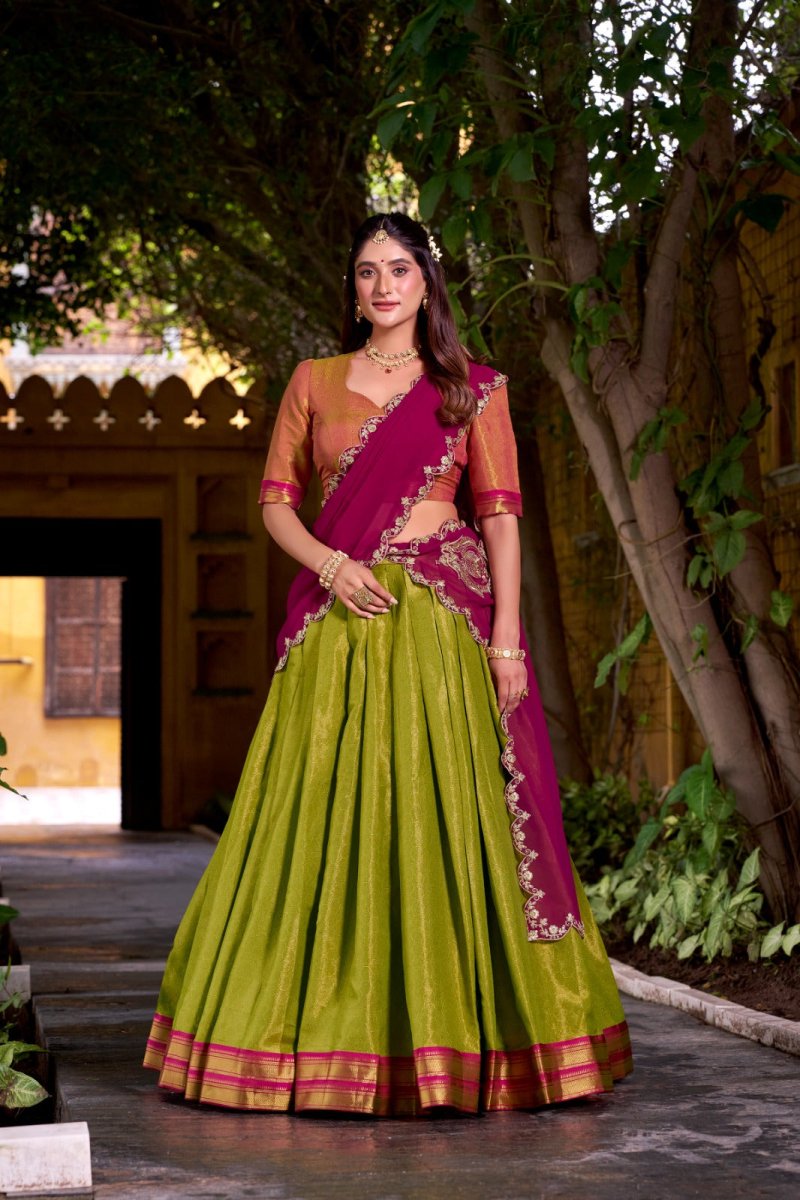 FESTIVE SPECIAL KANCHIPURAM LEHENGA CHOLI WITH GEORGETTE DUPATTA (WDN86) 01 - suitswala