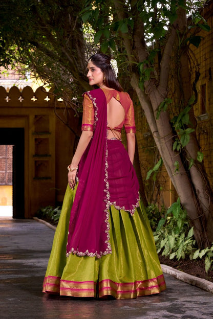 FESTIVE SPECIAL KANCHIPURAM LEHENGA CHOLI WITH GEORGETTE DUPATTA (WDN86) 01 - suitswala