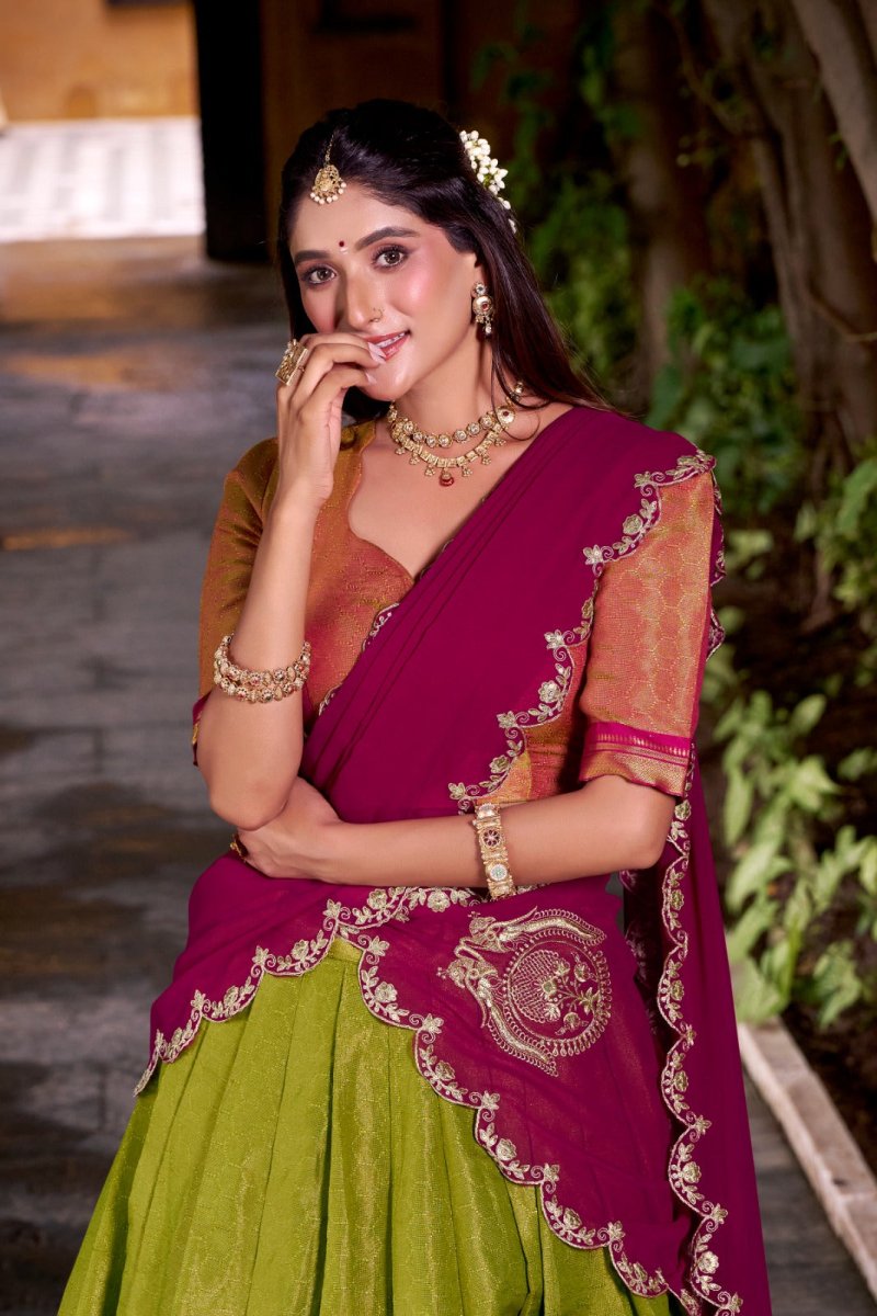 FESTIVE SPECIAL KANCHIPURAM LEHENGA CHOLI WITH GEORGETTE DUPATTA (WDN86) 01 - suitswala