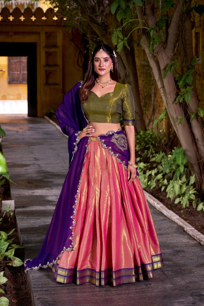 FESTIVE SPECIAL KANCHIPURAM LEHENGA CHOLI WITH GEORGETTE DUPATTA (WDN86) 03 - suitswala
