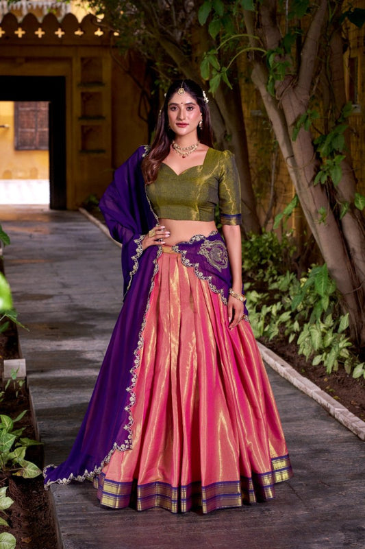 FESTIVE SPECIAL KANCHIPURAM LEHENGA CHOLI WITH GEORGETTE DUPATTA (WDN86) 03 - suitswala