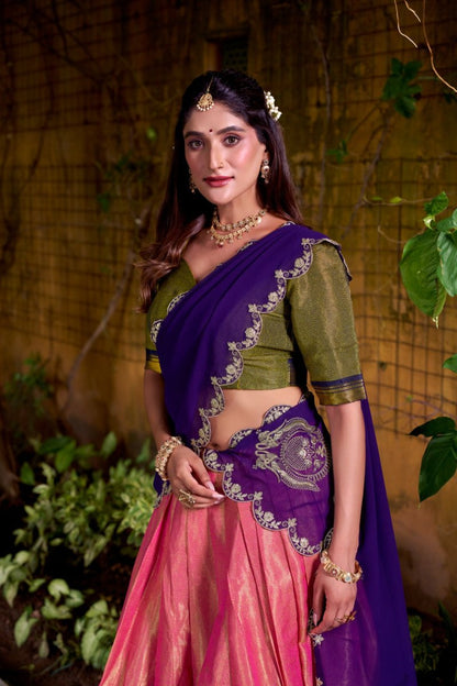 FESTIVE SPECIAL KANCHIPURAM LEHENGA CHOLI WITH GEORGETTE DUPATTA (WDN86) 03 - suitswala