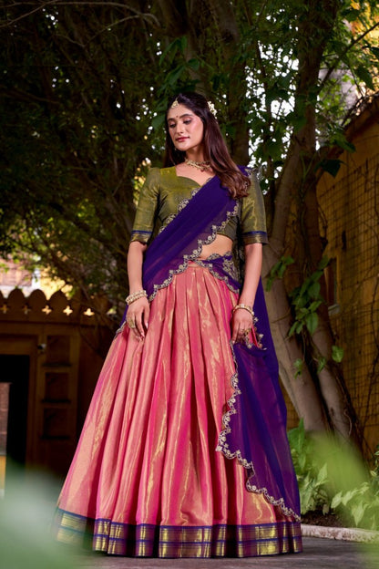 FESTIVE SPECIAL KANCHIPURAM LEHENGA CHOLI WITH GEORGETTE DUPATTA (WDN86) 03 - suitswala
