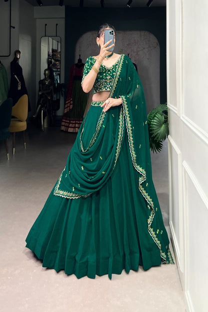 GEORGETTE EMBROIDERED LEHENGA CHOLI WITH DUPATTA (WDN122) - suitswala