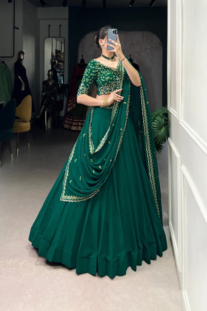 GEORGETTE EMBROIDERED LEHENGA CHOLI WITH DUPATTA (WDN122) - suitswala