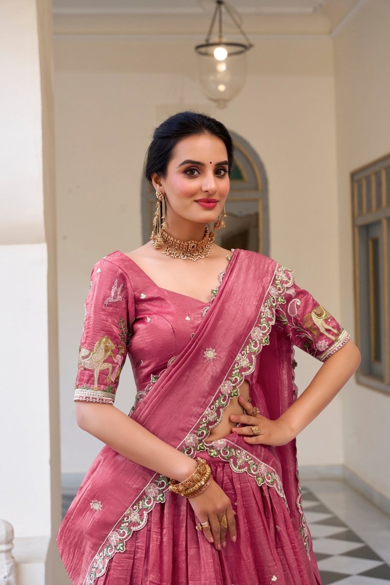 GOLD CRUSH EMBROIDERED LEHENGA CHOLI WITH DUPATTA (WDN80) 02 - suitswala