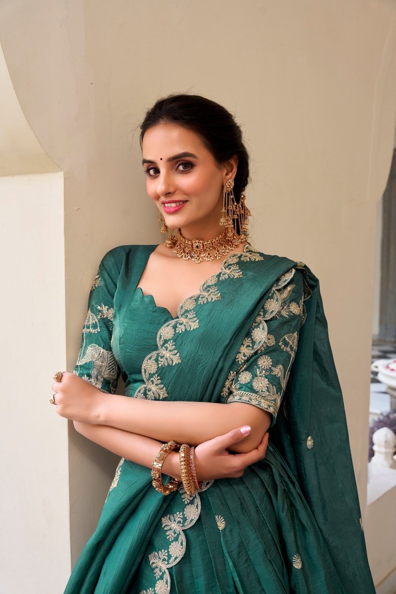 GOLD CRUSH EMBROIDERED LEHENGA CHOLI WITH DUPATTA (WDN80) 03 - suitswala