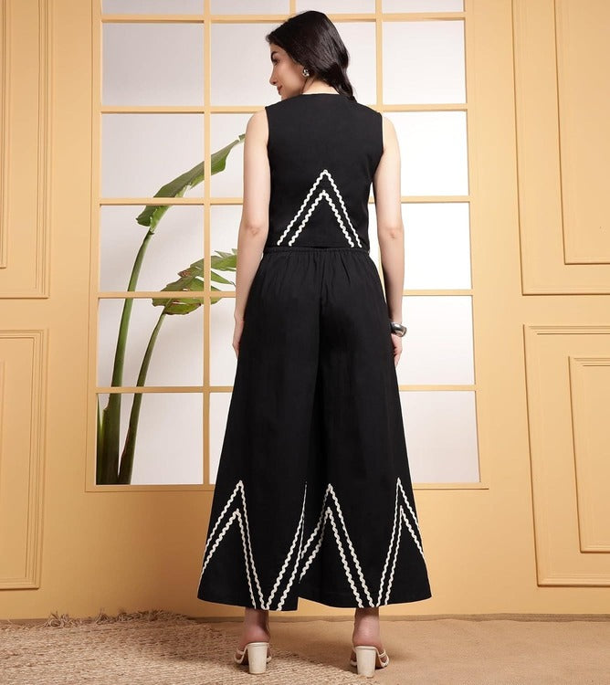 Embroidered Button-Front Co-Ord Set (CJ04)