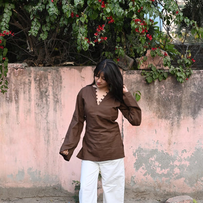 Elegant V-Neck Tunic & Palazzo Set  (CJ03)