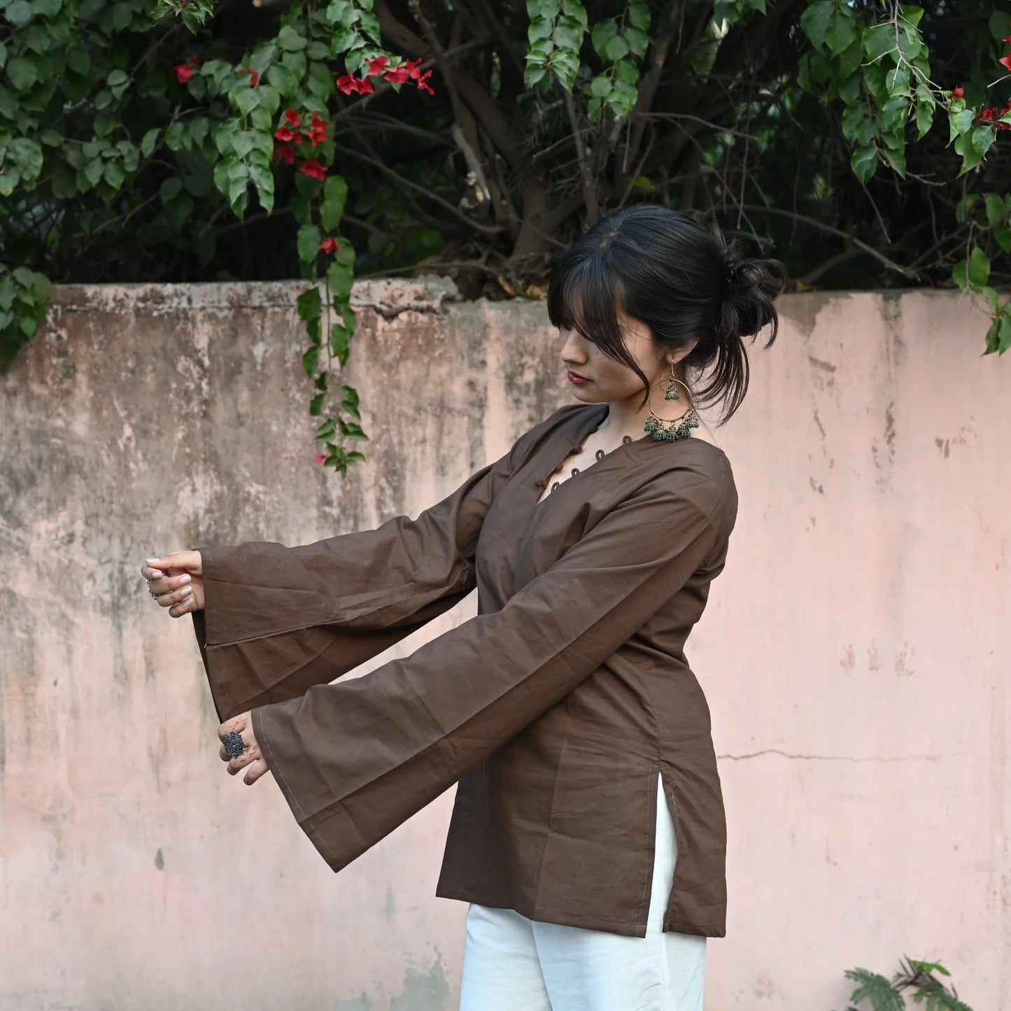 Elegant V-Neck Tunic & Palazzo Set  (CJ03)