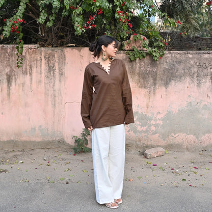 Elegant V-Neck Tunic & Palazzo Set  (CJ03)