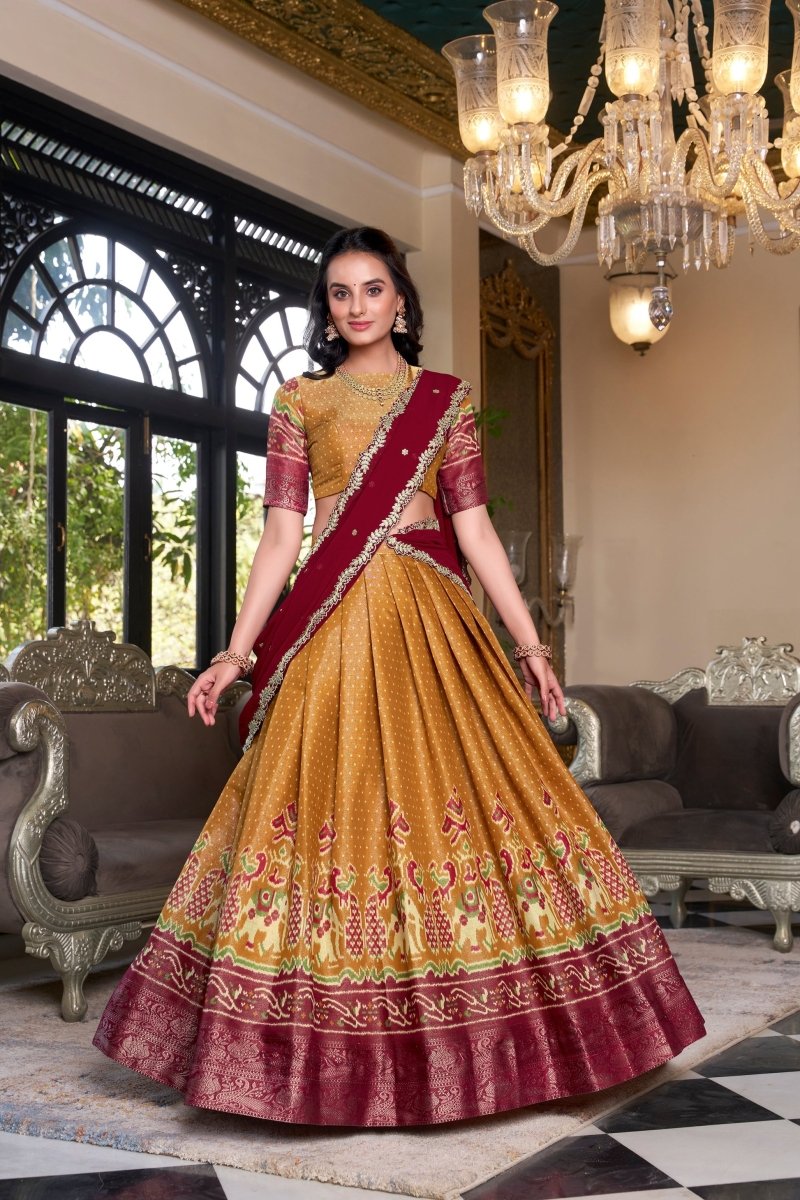 KANCHIPURAM PRINTED LEHENGA CHOLI WITH DUPATTA (WDN94) 02 - suitswala