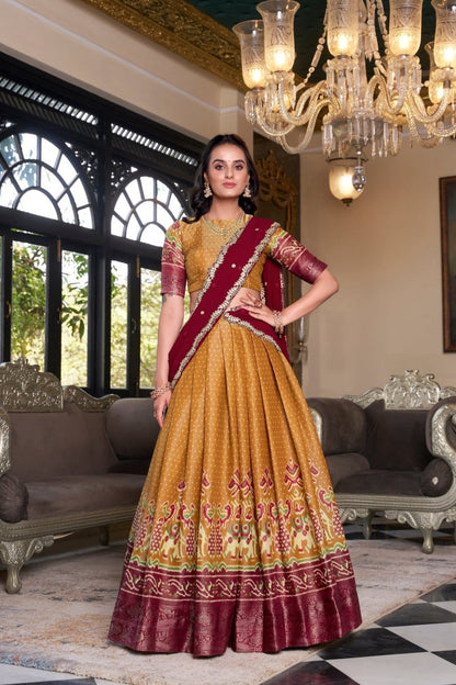 KANCHIPURAM PRINTED LEHENGA CHOLI WITH DUPATTA (WDN94) 02 - suitswala