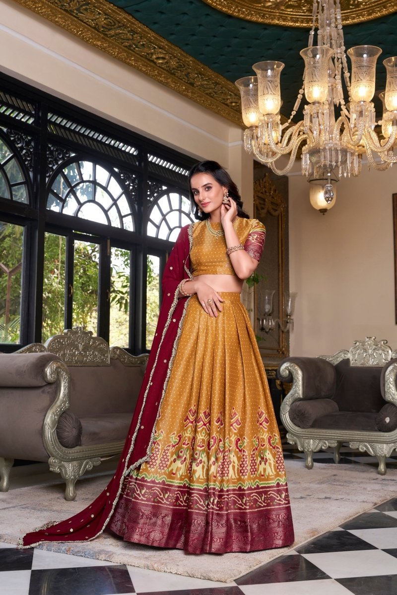 KANCHIPURAM PRINTED LEHENGA CHOLI WITH DUPATTA (WDN94) 02 - suitswala