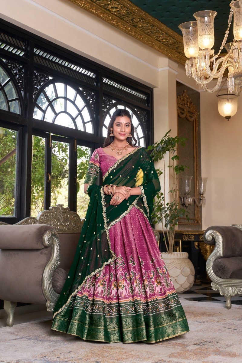 KANCHIPURAM PRINTED LEHENGA CHOLI WITH DUPATTA (WDN94) 03 - suitswala