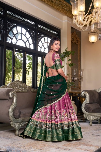 KANCHIPURAM PRINTED LEHENGA CHOLI WITH DUPATTA (WDN94) 03 - suitswala