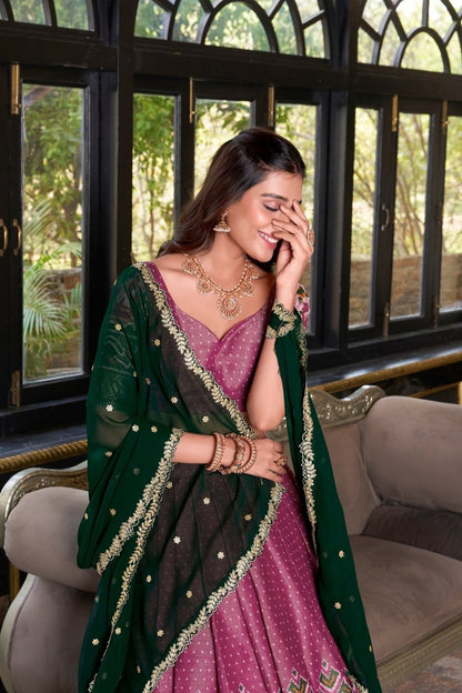 KANCHIPURAM PRINTED LEHENGA CHOLI WITH DUPATTA (WDN94) 03 - suitswala