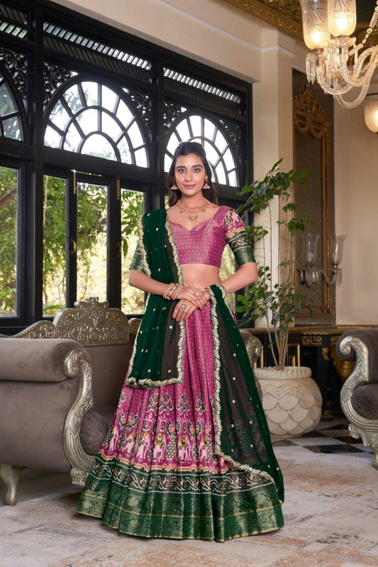 KANCHIPURAM PRINTED LEHENGA CHOLI WITH DUPATTA (WDN94) 03 - suitswala