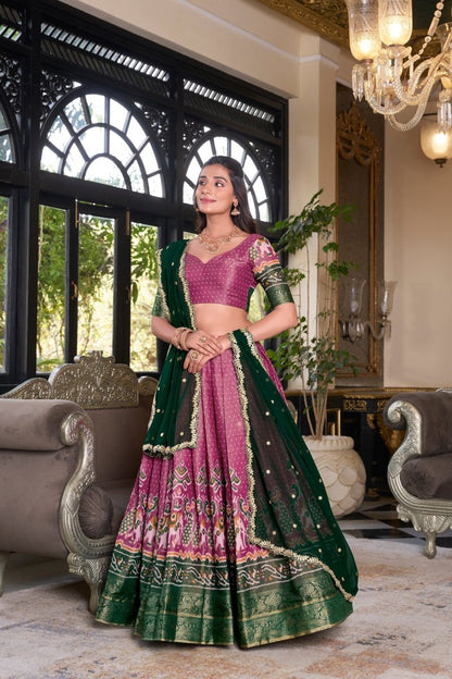 KANCHIPURAM PRINTED LEHENGA CHOLI WITH DUPATTA (WDN94) 03 - suitswala