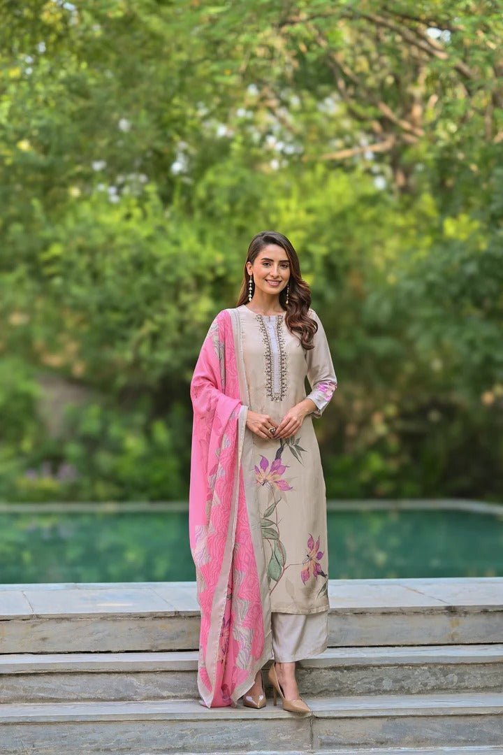 Launching Mahi Jaipur's Ultra Fine 3 Pcs Kurti cum Suit Sets In Premium Muslin Fabrics. (NFRSD02) - suitswala