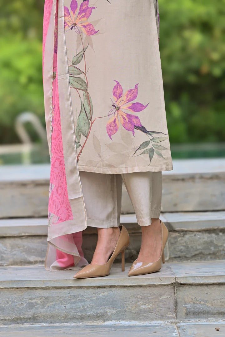 Launching Mahi Jaipur's Ultra Fine 3 Pcs Kurti cum Suit Sets In Premium Muslin Fabrics. (NFRSD02) - suitswala