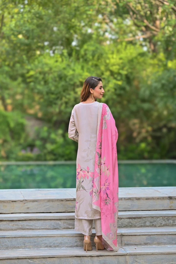 Launching Mahi Jaipur's Ultra Fine 3 Pcs Kurti cum Suit Sets In Premium Muslin Fabrics. (NFRSD02) - suitswala